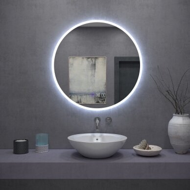 Bluetooth apvalus šviečiantis veidrodis su nerasojimo funkcija AP28 (reguliuojama LED spalva) 5