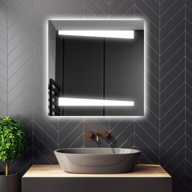 Kvadratinis šviečiantis LED veidrodis KV07 Kvadratinis šviečiantis LED veidrodis KV07