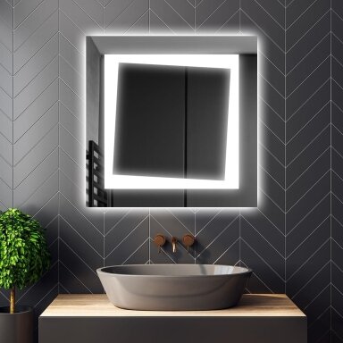 Kvadratinis šviečiantis LED veidrodis KV08 Kvadratinis šviečiantis LED veidrodis KV08