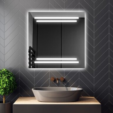 Kvadratinis šviečiantis LED veidrodis KV14 Kvadratinis šviečiantis LED veidrodis KV14