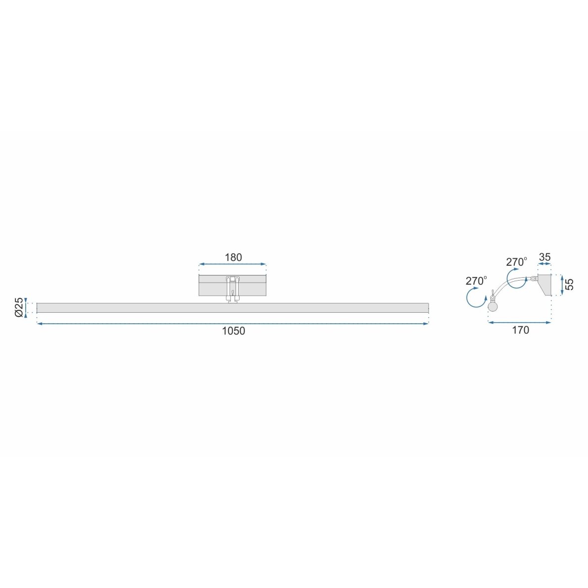 LED sieninis šviestuvas 15W 106CM APP367-1W CHROM 6