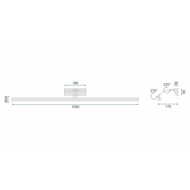 LED sieninis šviestuvas 15W 106CM APP367-1W CHROM 6