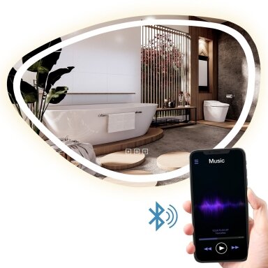 Bluetooth netaisyklingos formos LED veidrodis su nerasojimo funkcija NF01 (70x100) Bluetooth netaisyklingos formos LED veidrodis su nerasojimo funkcija NF01 (70x100)