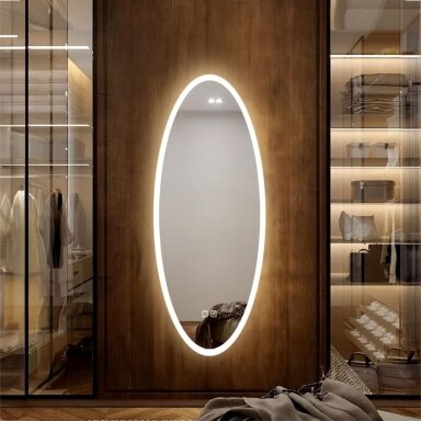 Ovalus šviečiantis veidrodis su nerasojimo funkcija OV11 (reguliuojama LED spalva) 50x120 Ovalus šviečiantis veidrodis su nerasojimo funkcija OV11 (reguliuojama LED spalva) 50x120