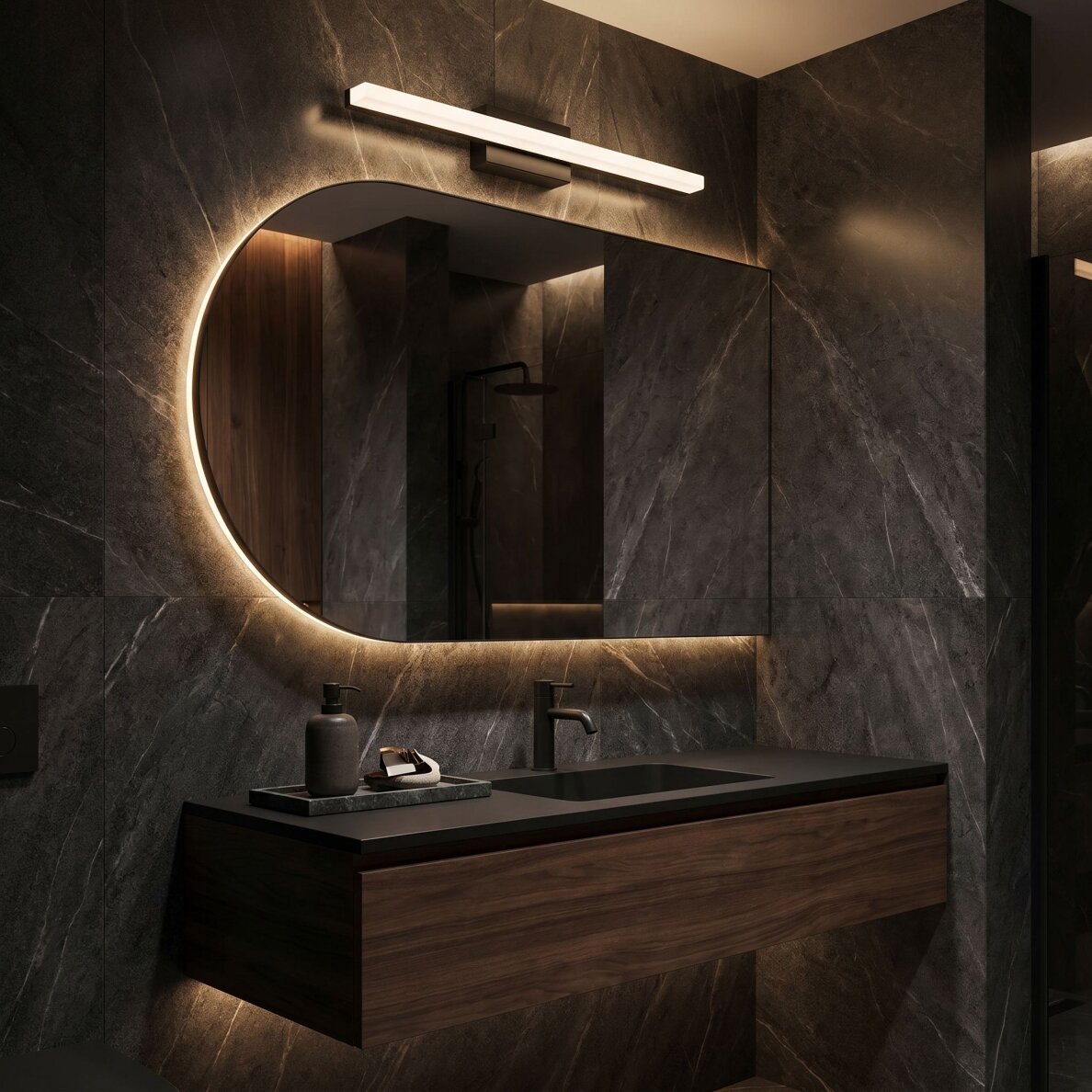Sieninė lempa LED 60CM APP1855-1W BLACK 1 Sieninė lempa LED 60CM APP1855-1W BLACK 1