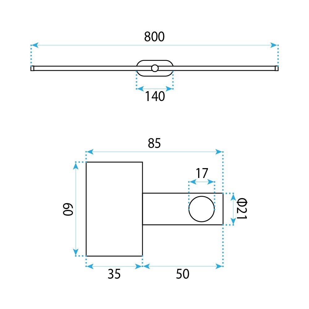 Vonios sieninis LED šviestuvas APP1891-1W 80 cm GOLD 9 Vonios sieninis LED šviestuvas APP1891-1W 80 cm GOLD 9