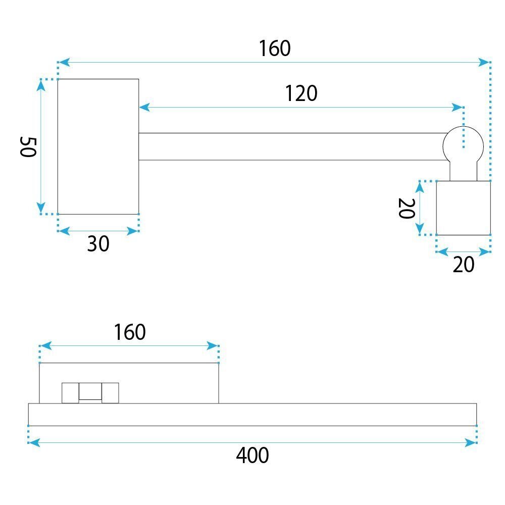 Vonios sieninis LED šviestuvas SWE034-1W 40cm BLACK 6 Vonios sieninis LED šviestuvas SWE034-1W 40cm BLACK 6