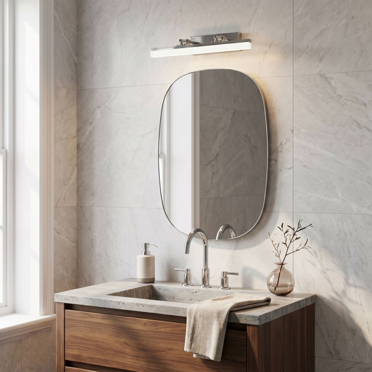 Vonios sieninis LED šviestuvas APP1869-1W 40cm CHROME 2