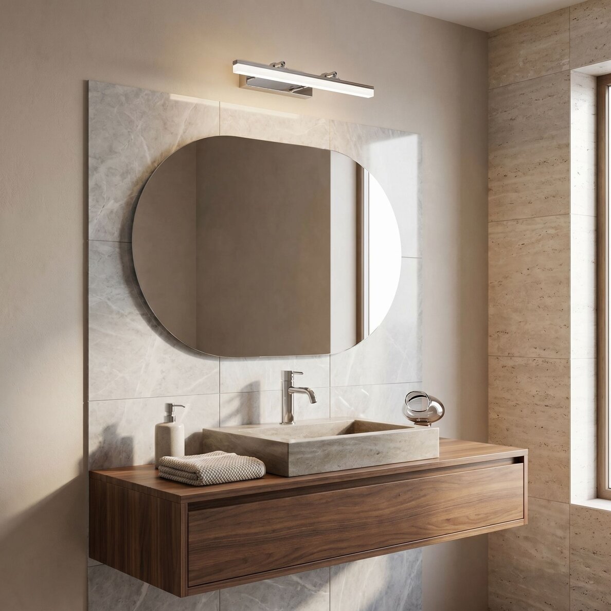Vonios sieninis LED šviestuvas APP1869-1W 40cm CHROME 3
