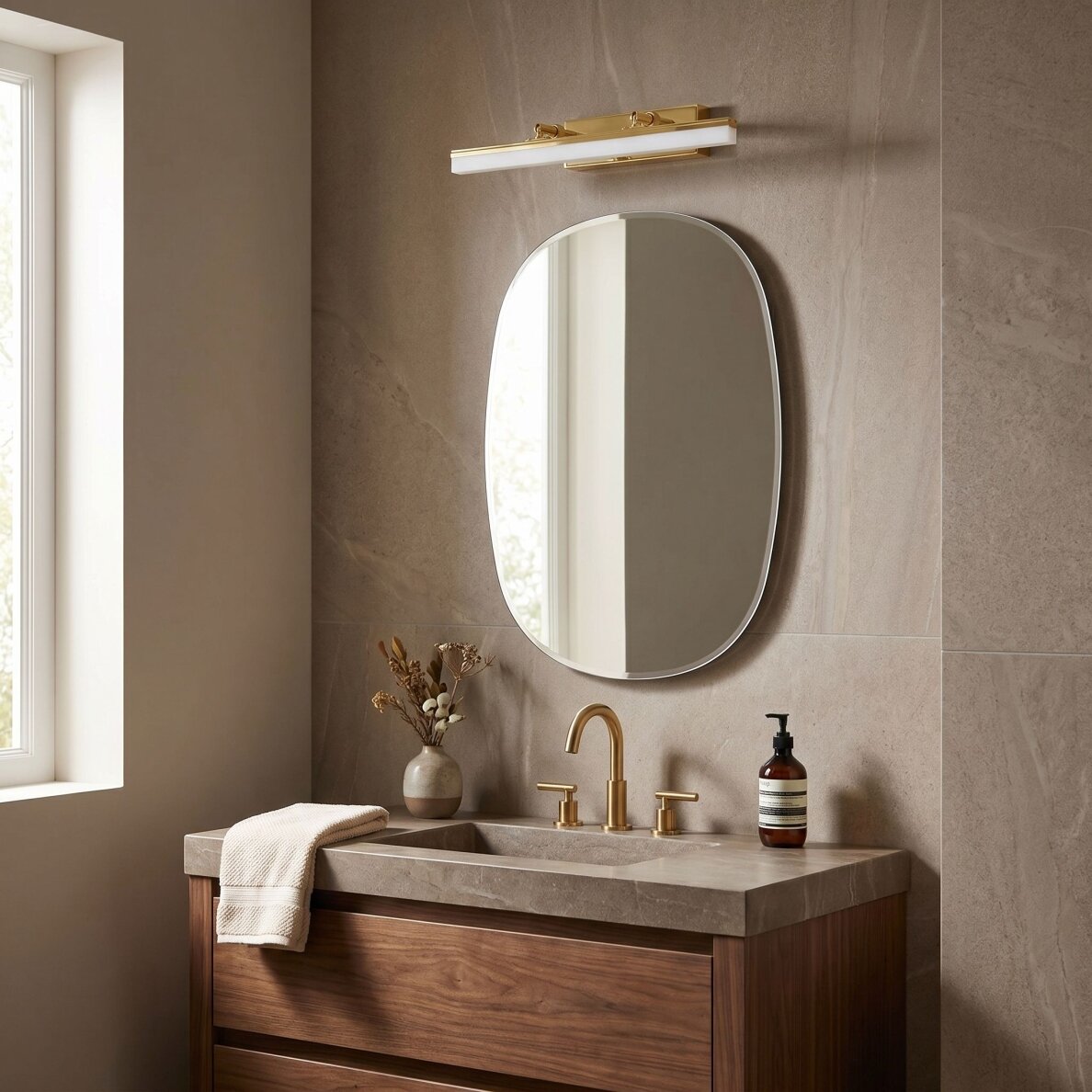 Vonios sieninis LED šviestuvas APP1872 40 CM GOLD 3 Vonios sieninis LED šviestuvas APP1872 40 CM GOLD 3