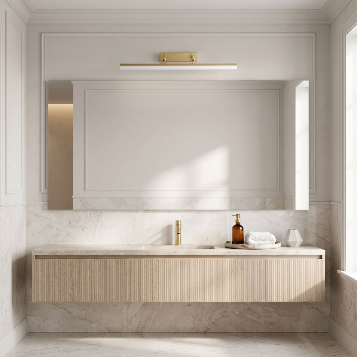 Vonios sieninis LED šviestuvas APP1876-1W 60cm BRUSH GOLD 2
