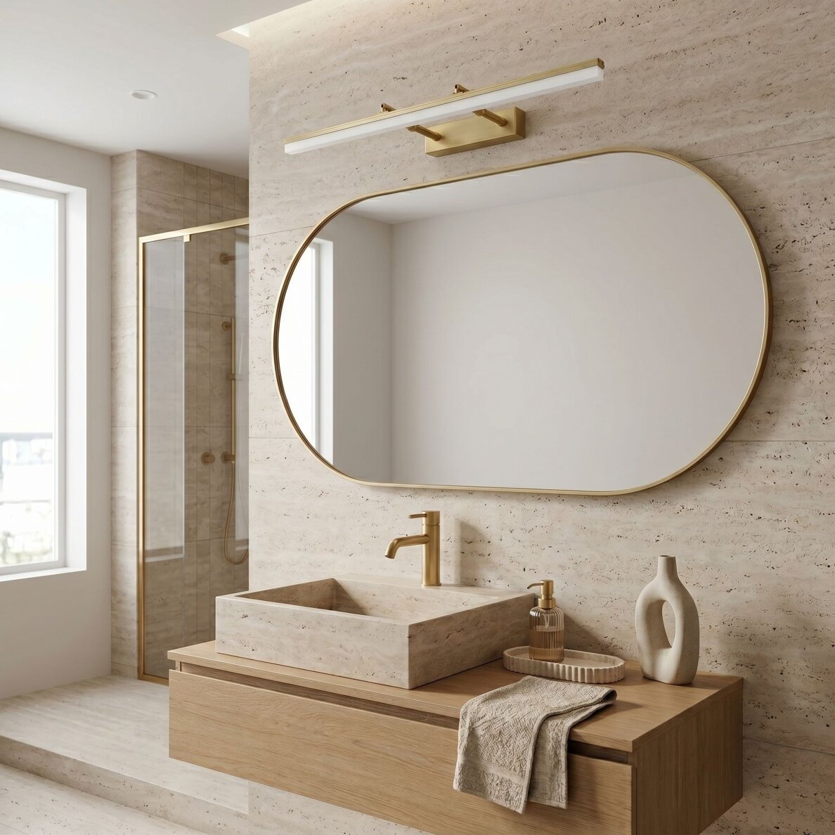 Vonios sieninis LED šviestuvas APP1876-1W 60cm BRUSH GOLD 3