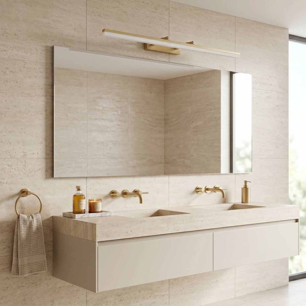 Vonios sieninis LED šviestuvas APP1877-1W 80cm BRUSH GOLD 3