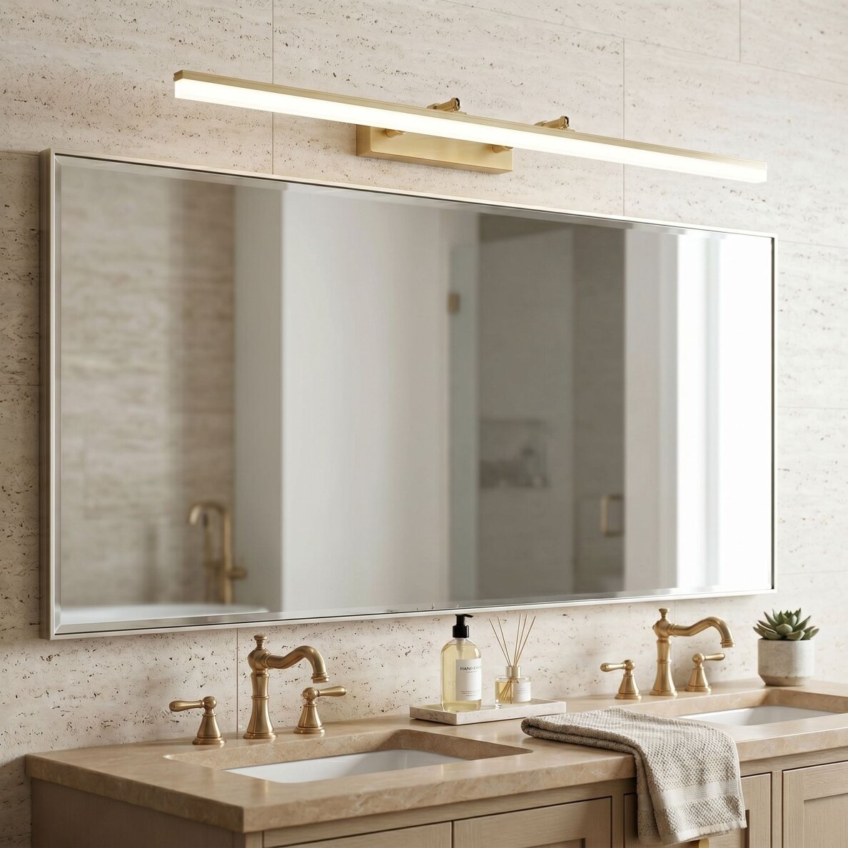 Vonios sieninis LED šviestuvas APP1877-1W 80cm BRUSH GOLD 1