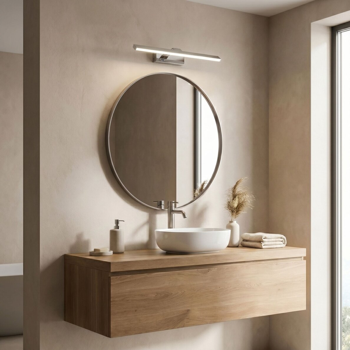 Vonios sieninis LED šviestuvas SWE001-1W 43cm CHROME 2