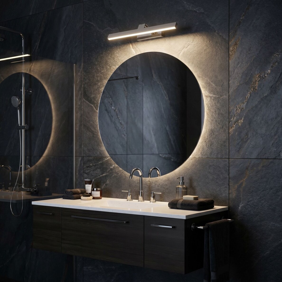 Vonios sieninis LED šviestuvas SWE001-1W 43cm CHROME 3