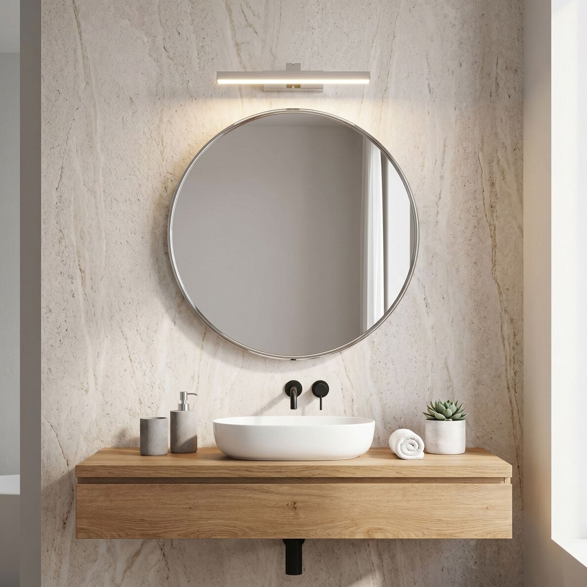 Vonios sieninis LED šviestuvas SWE001-1W 43cm CHROME 4