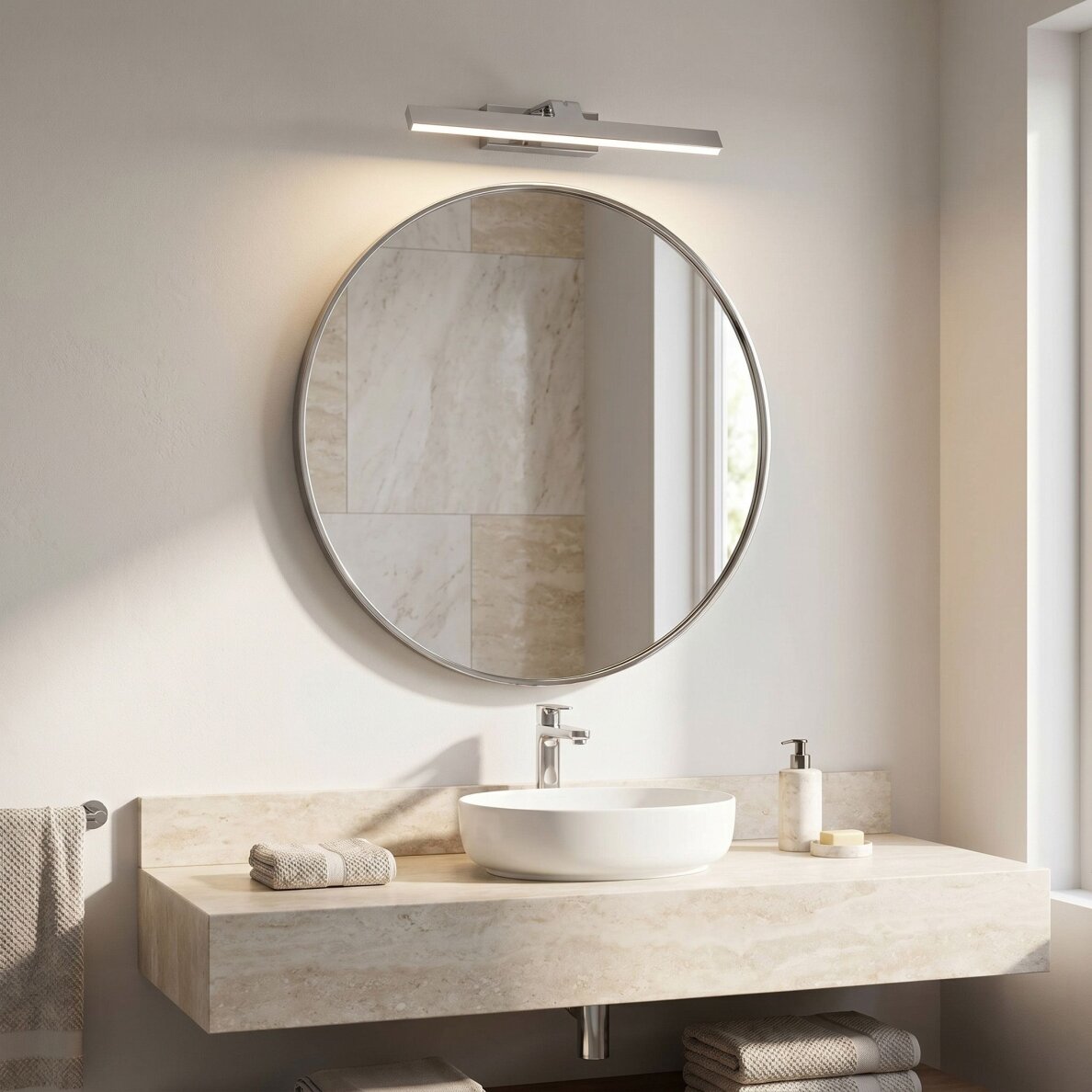 Vonios sieninis LED šviestuvas SWE001-1W 43cm CHROME 7