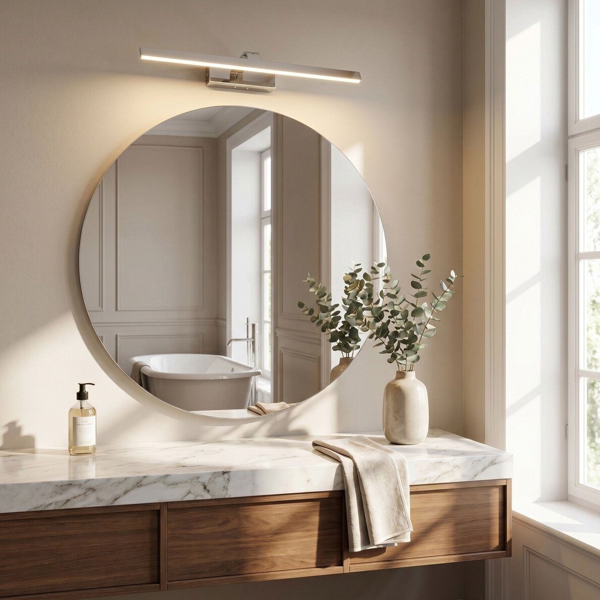 Vonios sieninis LED šviestuvas SWE002-1W 58cm CHROME 5
