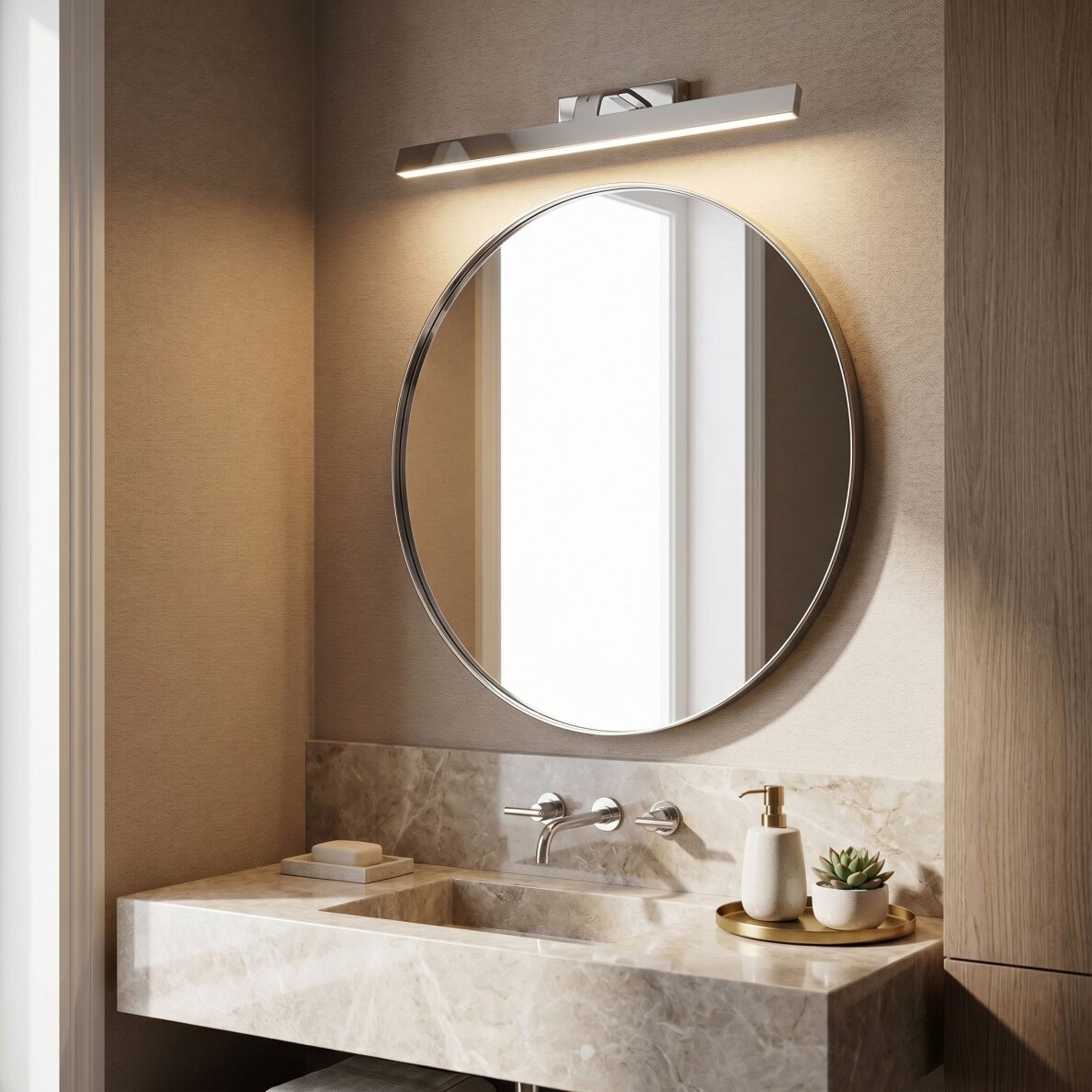 Vonios sieninis LED šviestuvas SWE002-1W 58cm CHROME 8