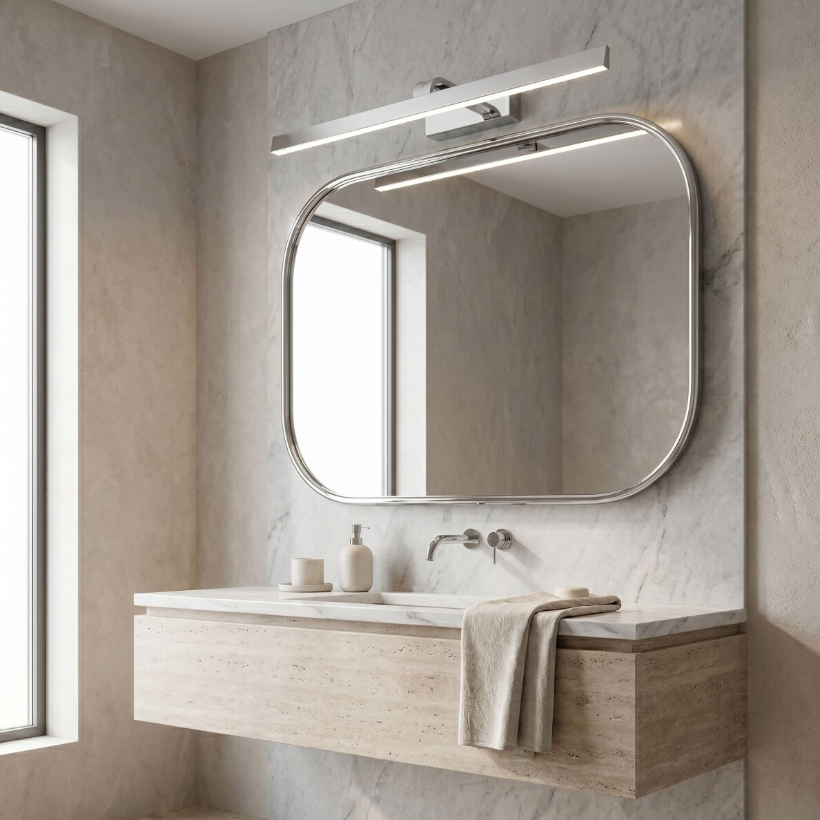 Vonios sieninis LED šviestuvas SWE003-1W 73cm CHROME 2