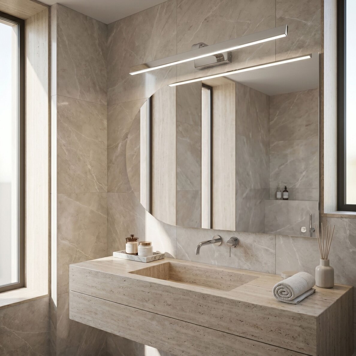 Vonios sieninis LED šviestuvas SWE003-1W 73cm CHROME 3