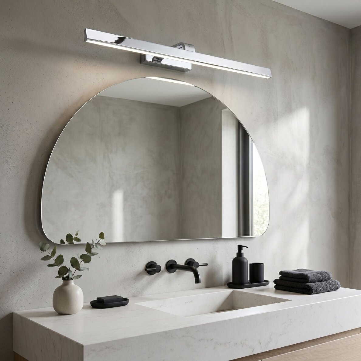 Vonios sieninis LED šviestuvas SWE003-1W 73cm CHROME 5