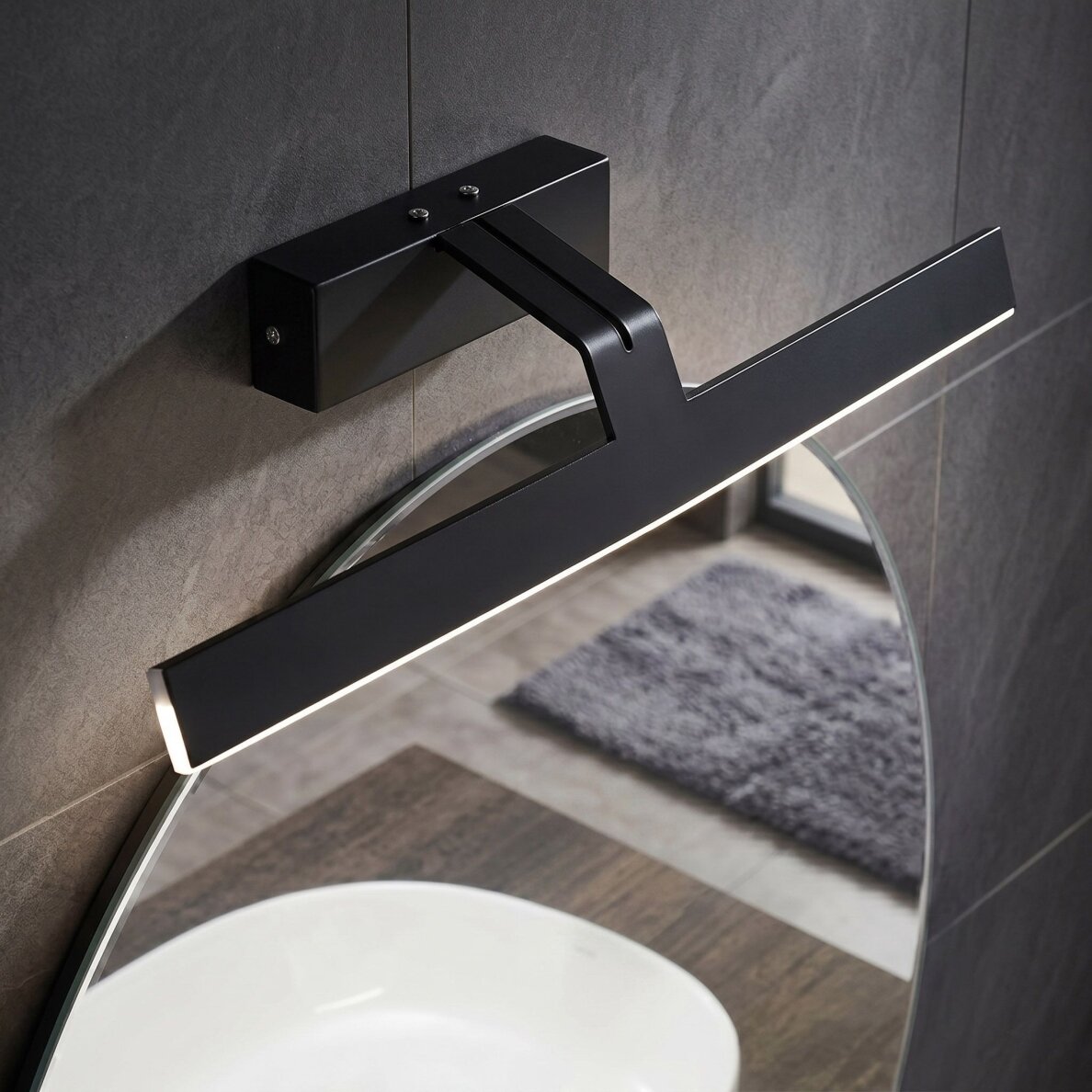 Vonios sieninis LED šviestuvas SWE010-1W 43cm BLACK 1