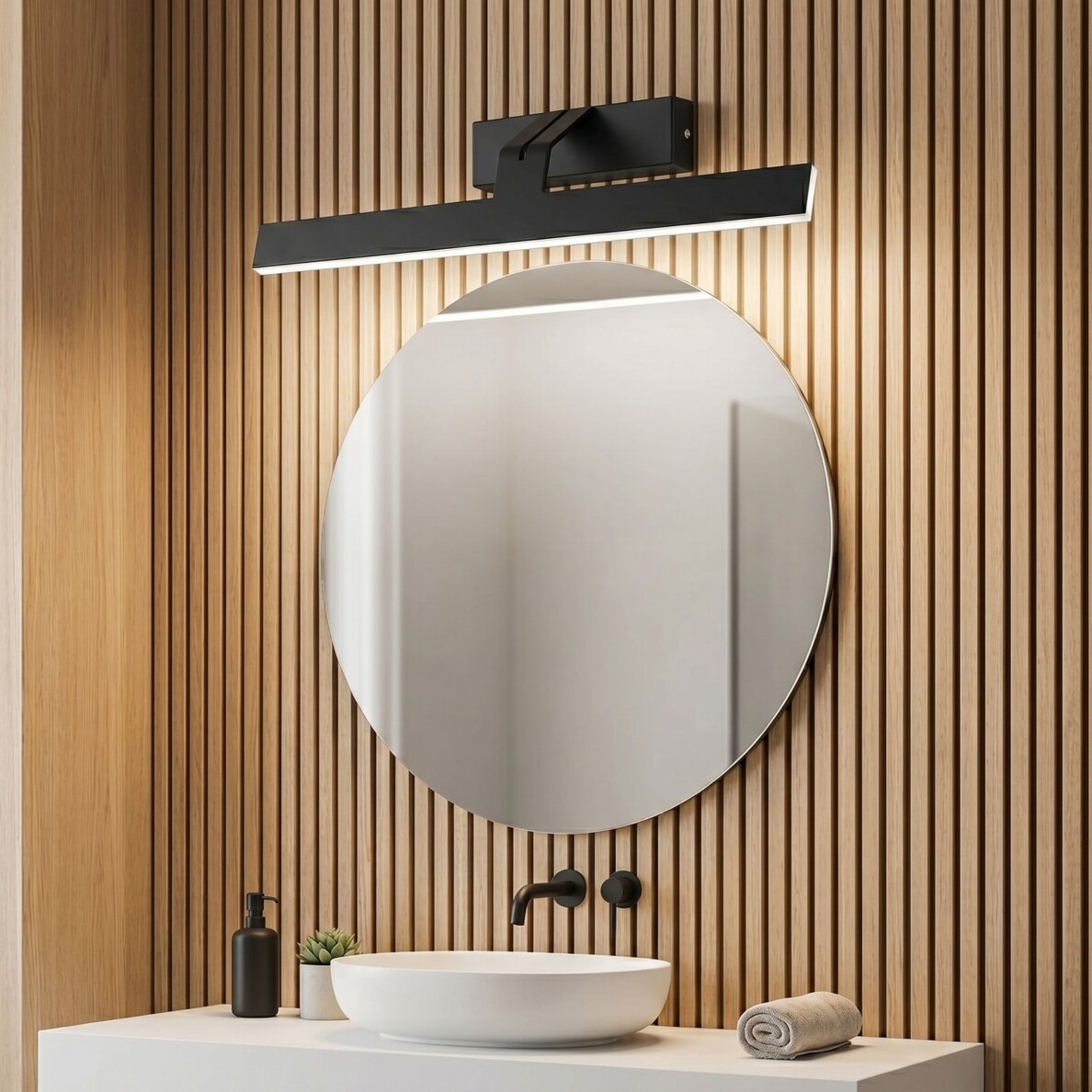 Vonios sieninis LED šviestuvas SWE010-1W 43cm BLACK 2 Vonios sieninis LED šviestuvas SWE010-1W 43cm BLACK 2