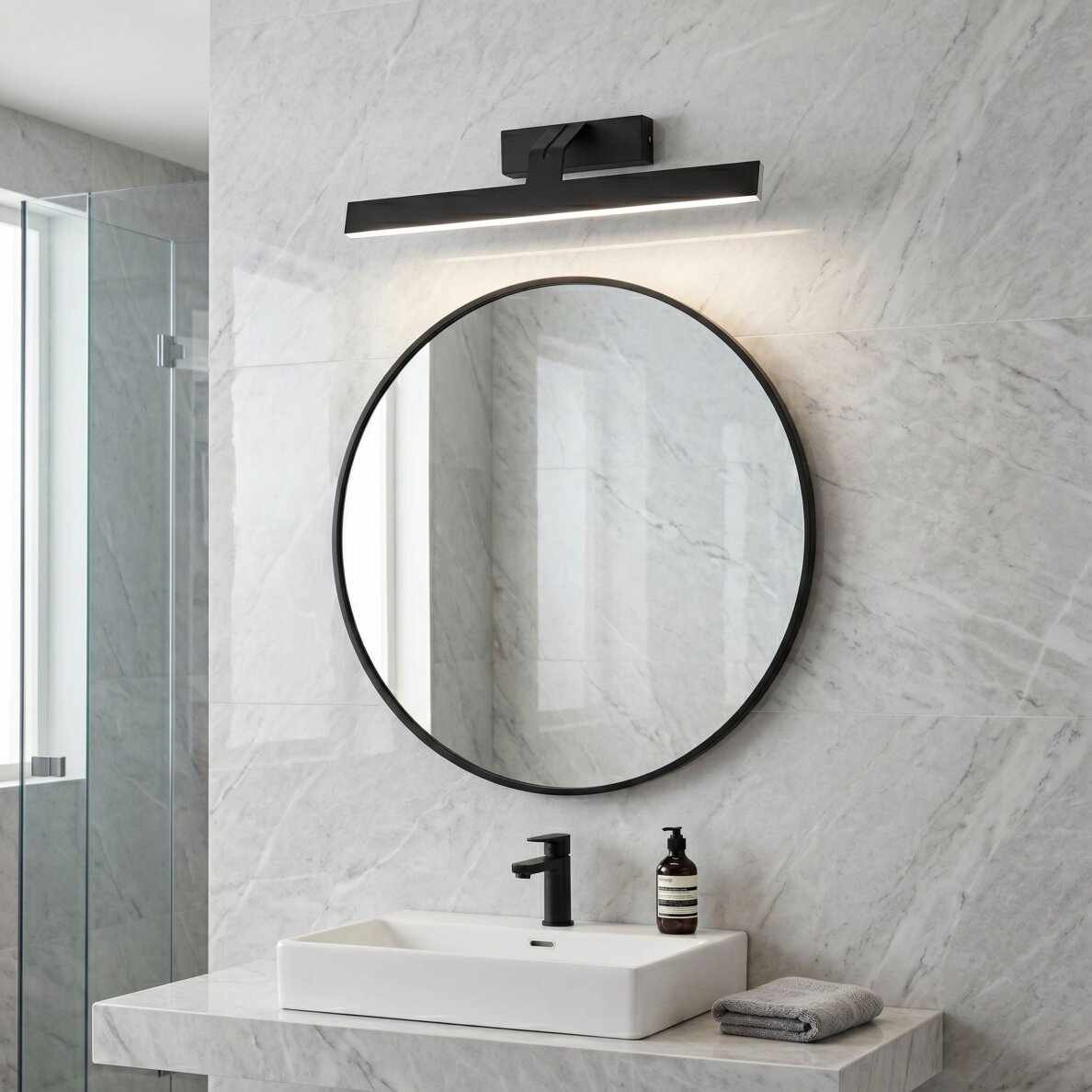 Vonios sieninis LED šviestuvas SWE010-1W 43cm BLACK 3