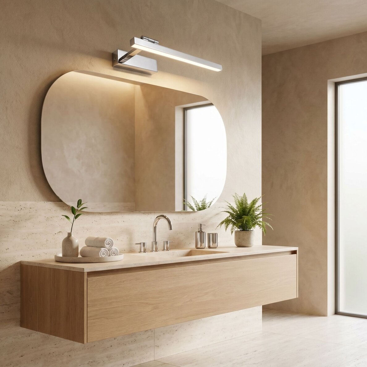 Vonios sieninis LED šviestuvas SWE028-1W 40cm CHROME 2