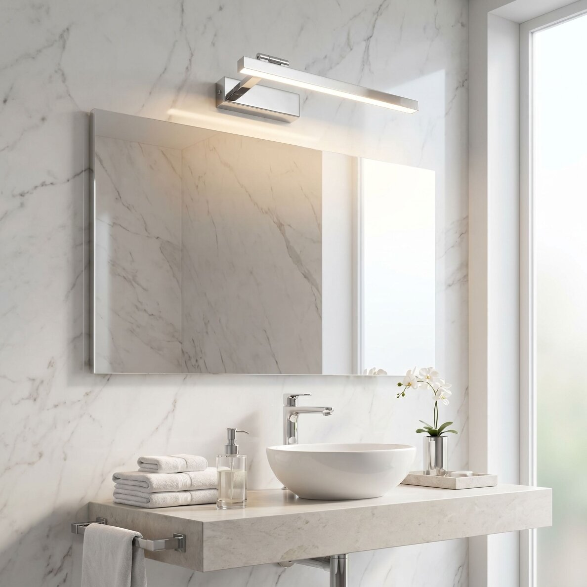 Vonios sieninis LED šviestuvas SWE028-1W 40cm CHROME 3