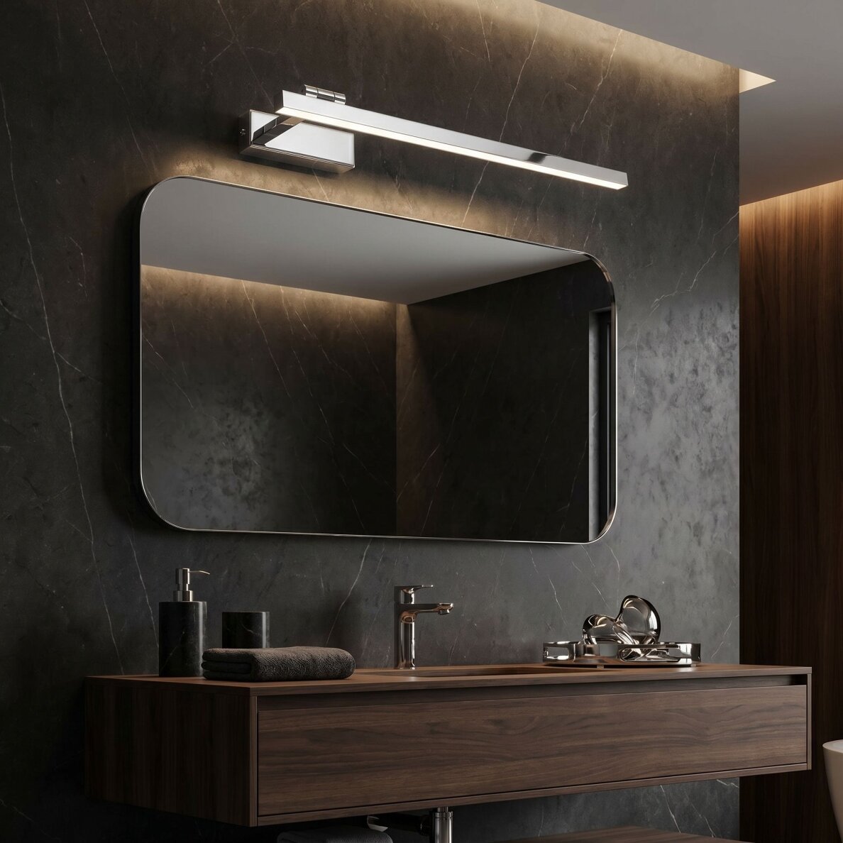 Vonios sieninis LED šviestuvas SWE029-1W 60cm CHROME 1
