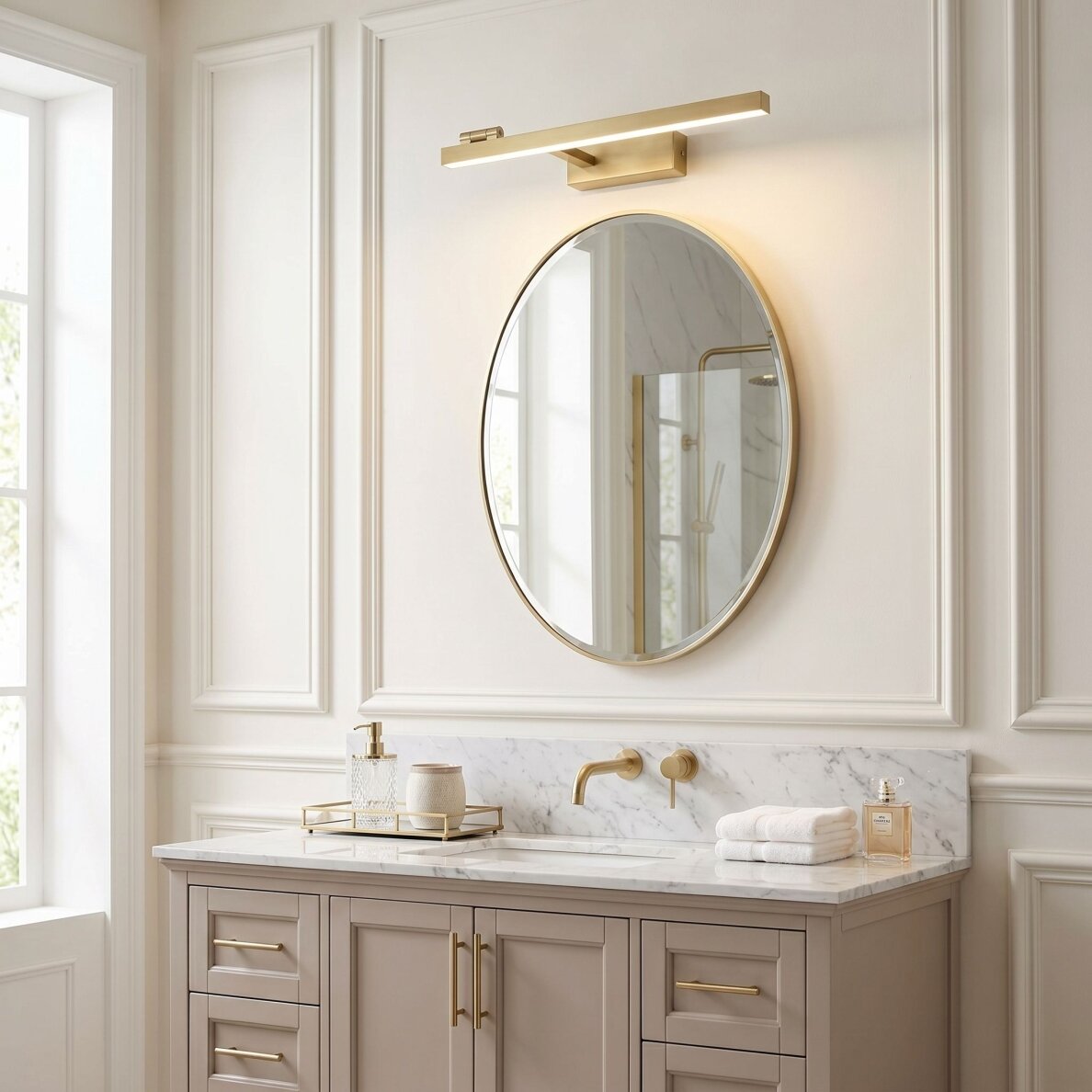 Vonios sieninis LED šviestuvas SWE031-1W 40cm Brush Gold 4