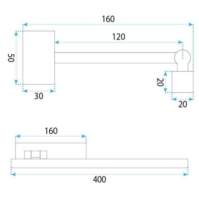Vonios sieninis LED šviestuvas SWE028-1W 40cm CHROME 6 Vonios sieninis LED šviestuvas SWE028-1W 40cm CHROME 6