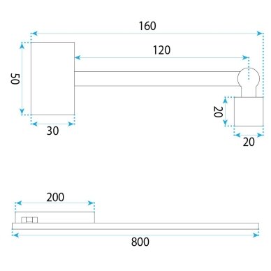 Vonios sieninis LED šviestuvas SWE030-1W 80cm CHROME 6