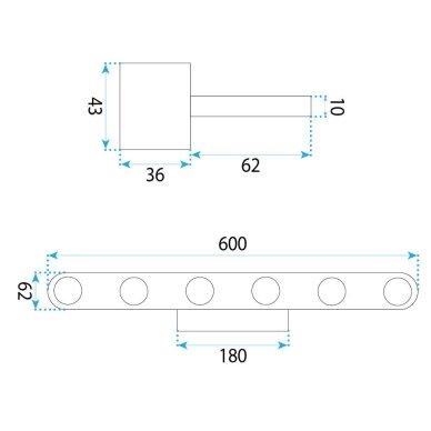 Vonios sieninis LED šviestuvas SWE056-W CHROME 6